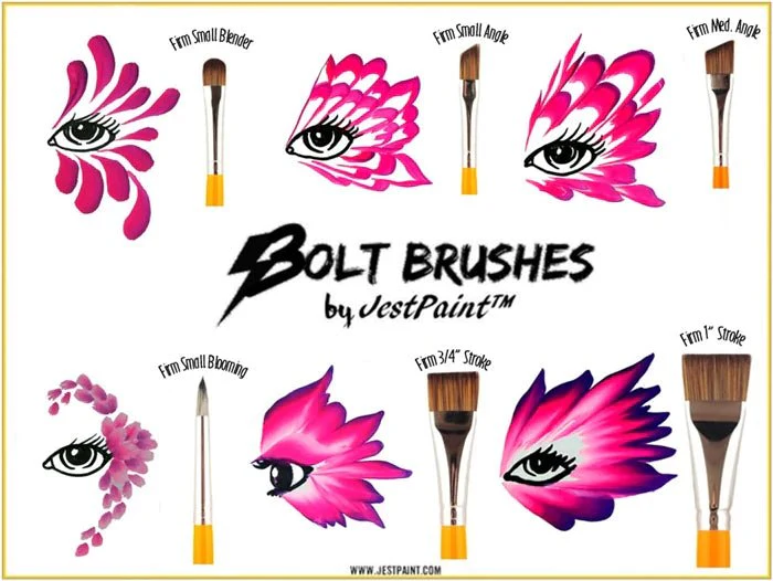 BOLT | Face Painting Brushes by Jest Paint - Medium FIRM Angle 5/8 inch - Image 4